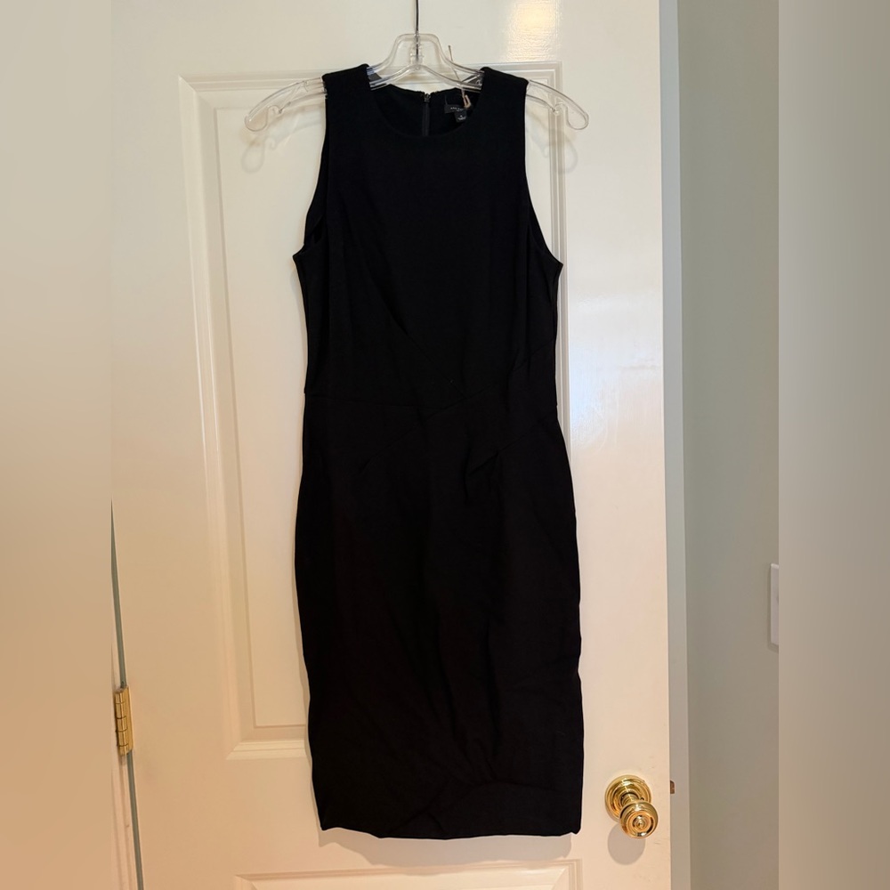 Ann Taylor Black Sleeveless Midi Sheath Dress